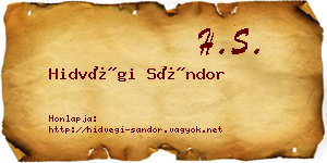 Hidvégi Sándor névjegykártya