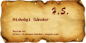 Hidvégi Sándor névjegykártya